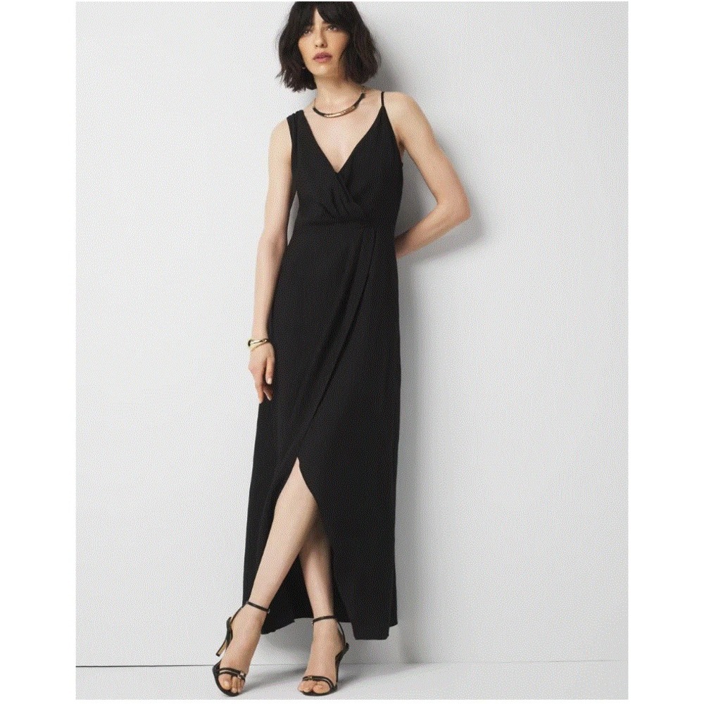 White House Black Market WHBM dress womens 14 black zip SL midi 570388993 $170